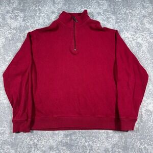 Paradise Collection Quarter Zip Sweater Mens Large Red Ribbed Cotton Pullover